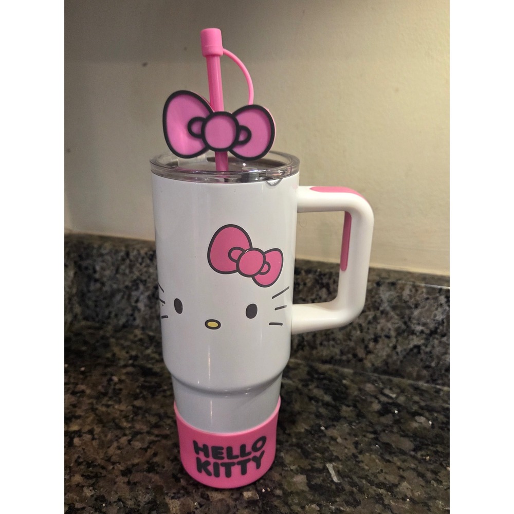 Sanrio Hello Kitty 40oz Insulated Stainless Steel Tumbler with Straw Pink White